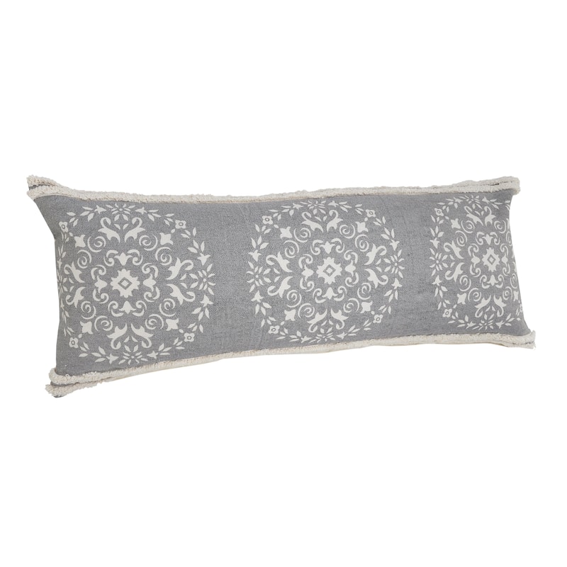 Sevita Casual Mandala Medallion Lumbar Pillow with Tufted Border