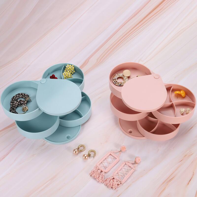 Rotating Jewelry Organizer, 4 Layer Jewelry Storage Box Mirror Style 1
