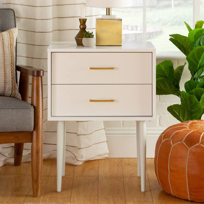 Middlebrook Notto Mid-Century 2-Drawer Nightstand - White