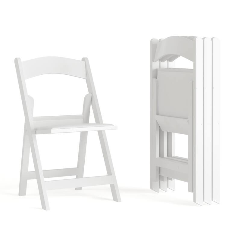 Lightweight Resin Folding Chairs with Vinyl Seats (Set of 4) - White