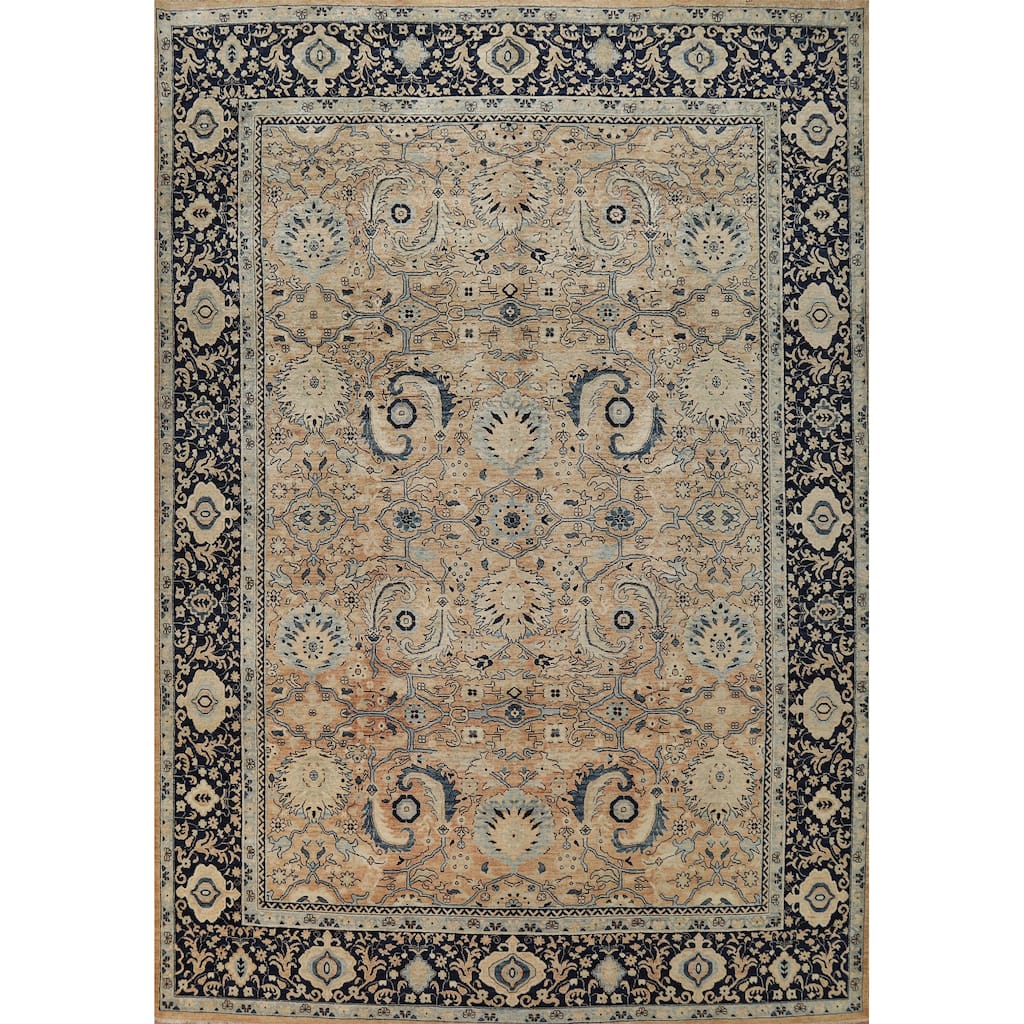 Hand Knotted Oriental 100% Wool Carpet Transitional All-Over Oranges & Rust Oushak Area Rug - 12' 1'' X 9' 1''