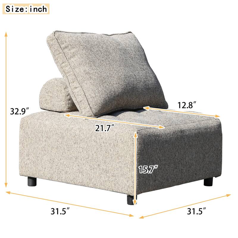 Modular Sofa with Aluminum Structure, Support and Back Cushion Cover-Removable, Fade-resistant, Waterproof Sofa Cover Included