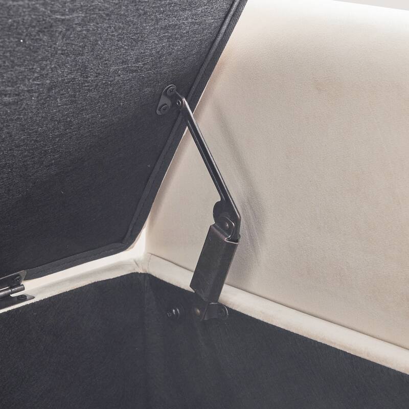 Accent Stool Bedroom End of Bed Bench with Tufted Buttons, Storage Stool Leisure Stool with Armrests and Flap