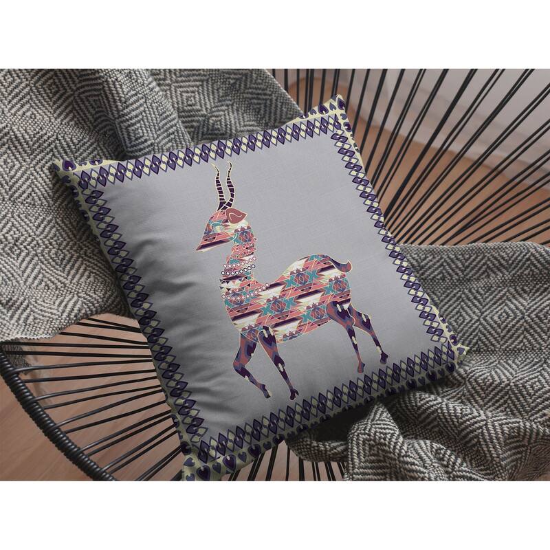 Amrita Sen Standing Deer Faux Suede Throw Pillow Zip