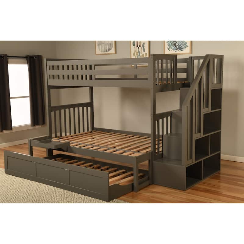 Somette Kelcie Bunk Bed with Stairs, Trundle and Tray (Mattresses Not Included)