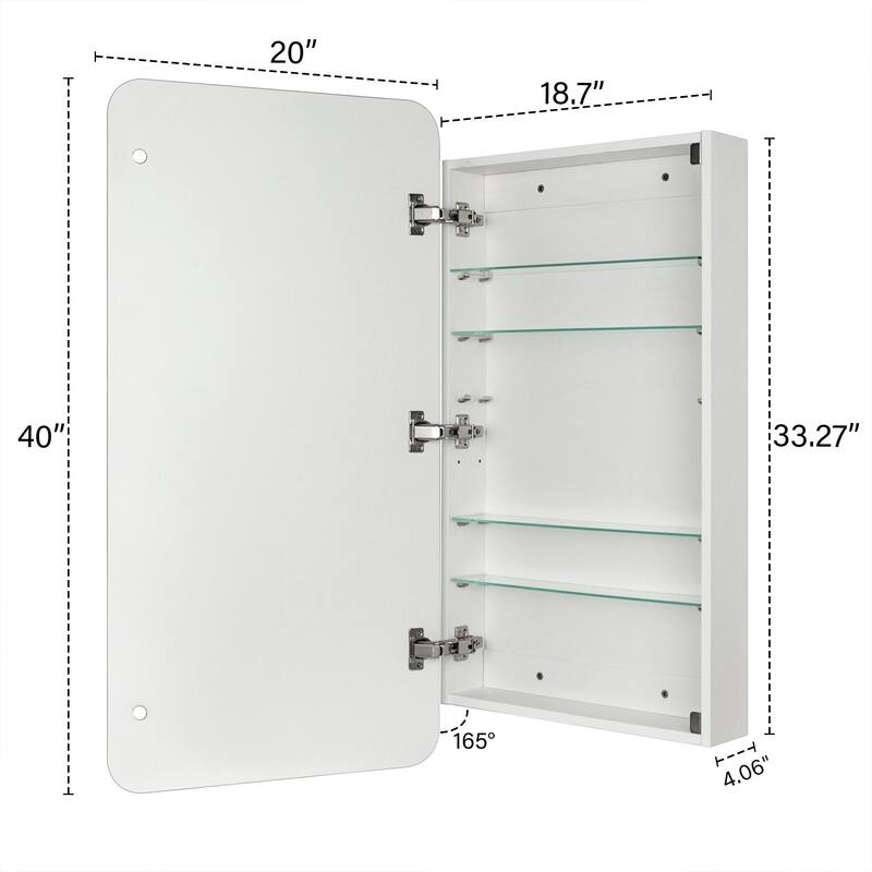 TEHOME Garnes Recessed or Surface Mount Framed Medicine Cabinet with Adjustable Shelves