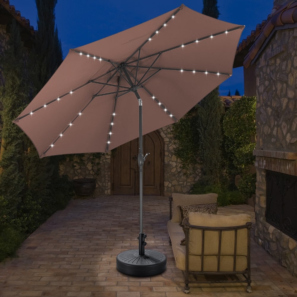 Ainfox 10ft Patio Umbrella with Lights Outdoor Solar Umbrella