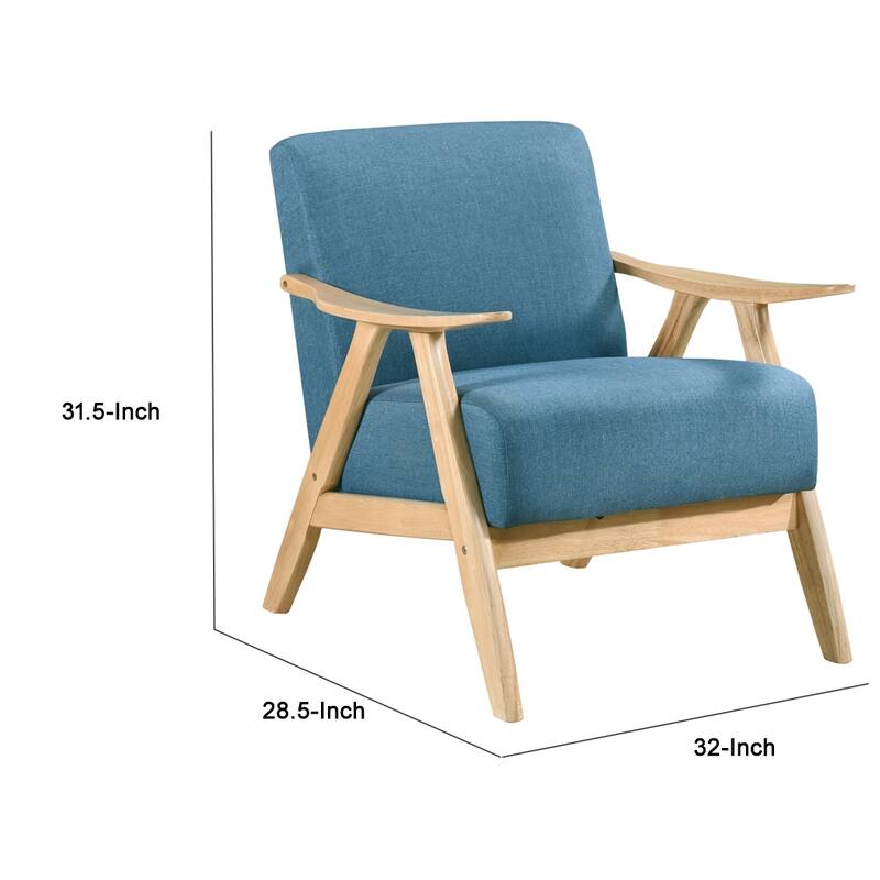 Indy Accent Club Armchair, Blue Textured, Solid Rubberwood Frame