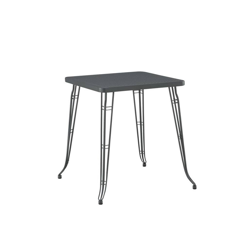 Industrial Metal Pub Table with Perforated Star Top, Gray