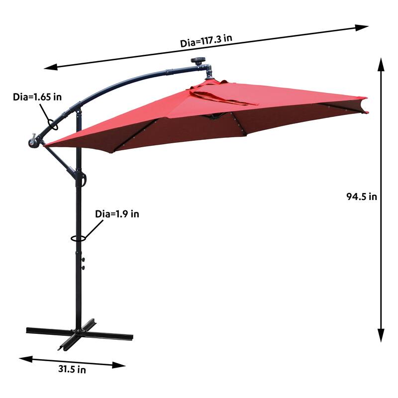 Maypex 10 Feet Solar Offset Outdoor Patio Umbrella