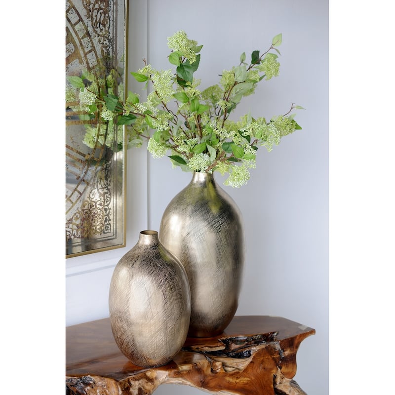9x9x13.5" Aluminum Vase, Gold Streaks