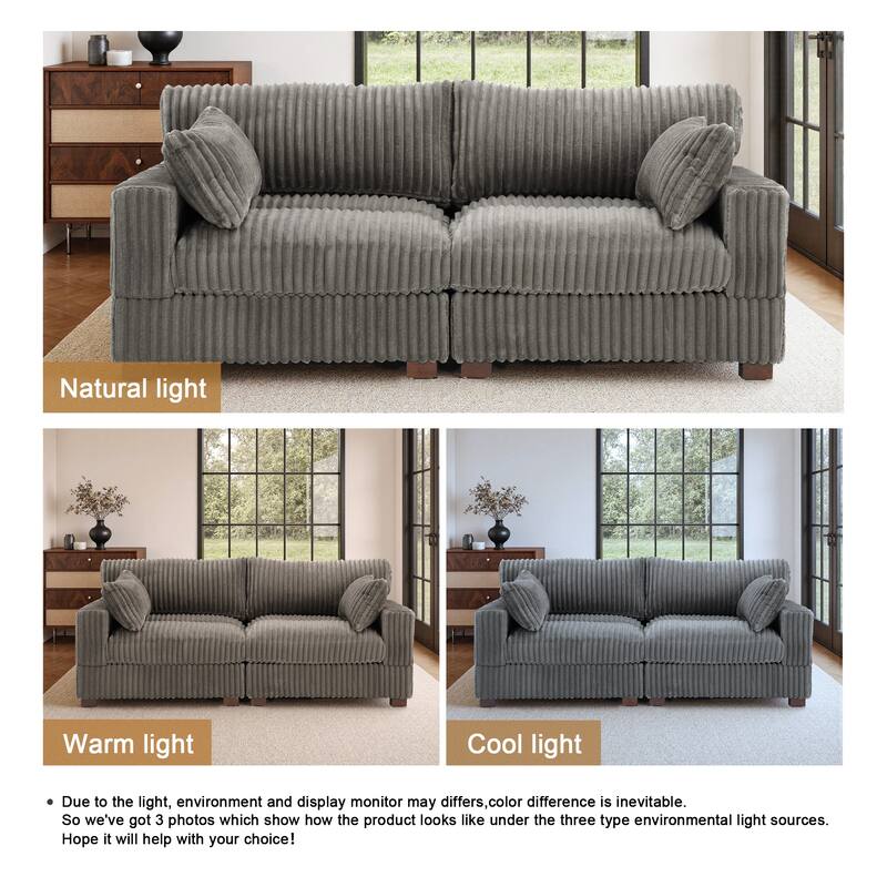 80"W Plush Modular Sectional Sofa with Pillows for Living Room