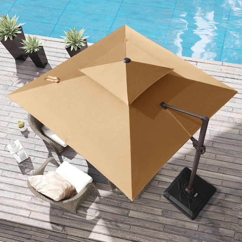 Crestlive Products 10FT Square Double Top Patio Cantilever-Offset Umbrella