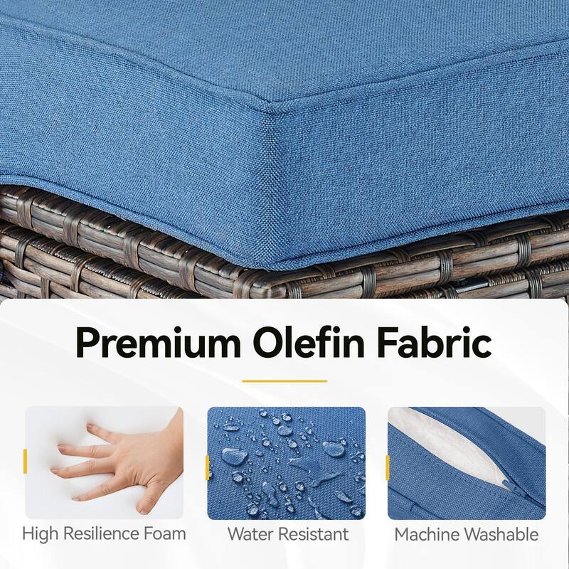 2 Pieces Patio Rattan Ottomans with cushions