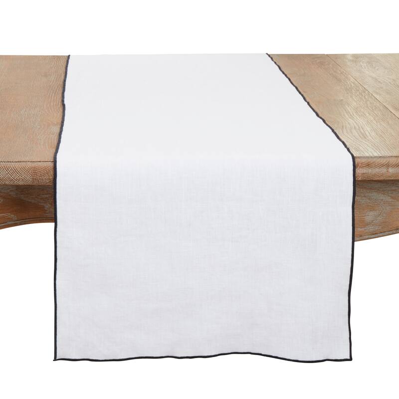 Stonewashed Stitched Edge Table Runner - 16"x72" - Black
