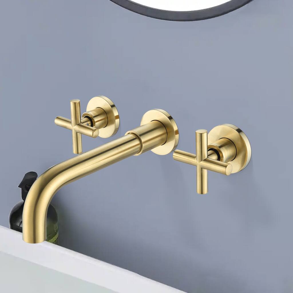 Topcraft Wall Mount Classic Cross Handle Bathroom Faucet