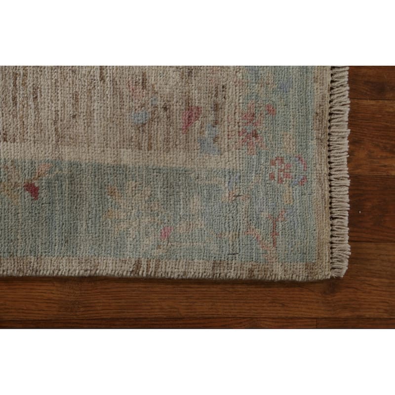 Vegetable Dye Art Deco Oriental Wool Runner Rug Hand-knotted Carpet - 2'10" x 11'7"