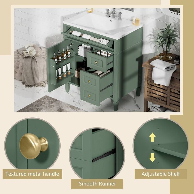30'' Bathroom Vanity with Top Sink Set, Sink Bathroom Vanity