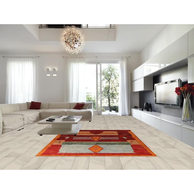Geometric Moroccan Oriental Area Rug Hand-Knotted Wool Carpet - 8'2" x 9'9"
