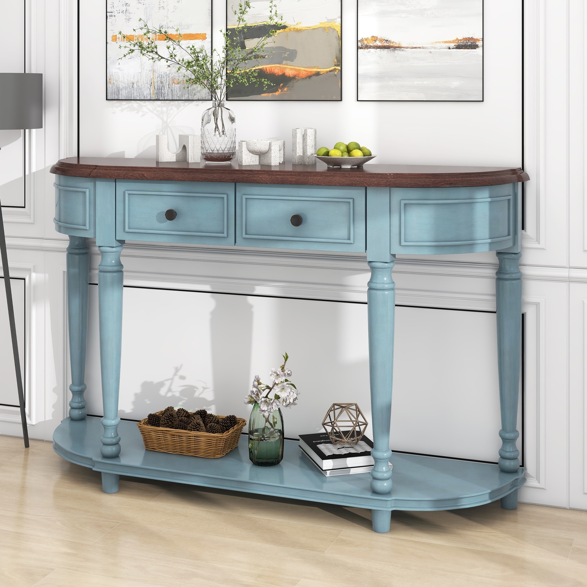 Teal sales console table