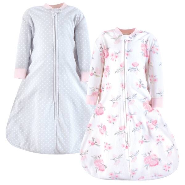 slide 1 of 1, Hudson Baby Infant Girl Long-Sleeve Fleece Sleeping Bag, Basic Pink Floral 0-6 Months - Basic Pink Floral