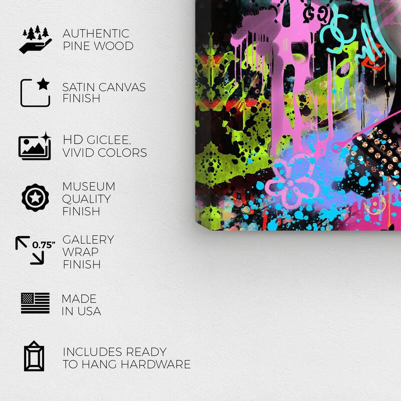 Wynwood Studio Fashion and Glam Up to Date Fashion Icon Pink and Neon Green Modern & Contemporary Wall Art Canvas Print