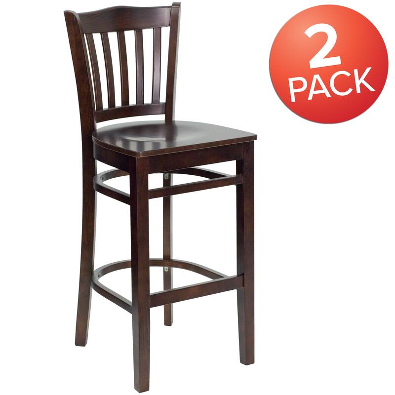 2Pk Vertical Slat Back Wood Restaurant Barstool - Hospitality Seating