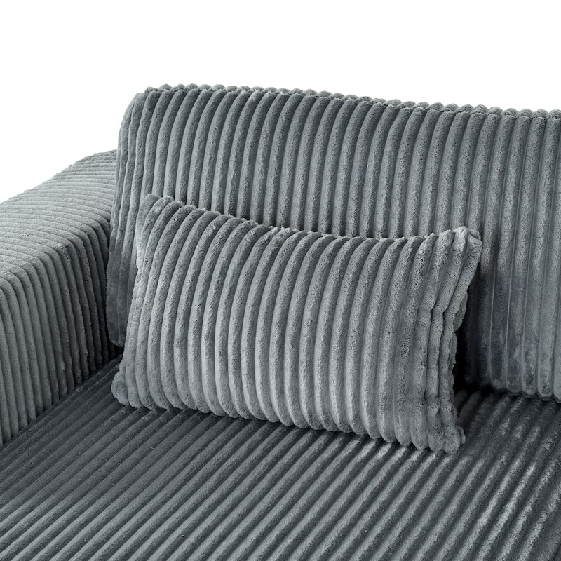 Retro-Inspired Corduroy Double Sofa Bed with Removable Cushions and Pillows