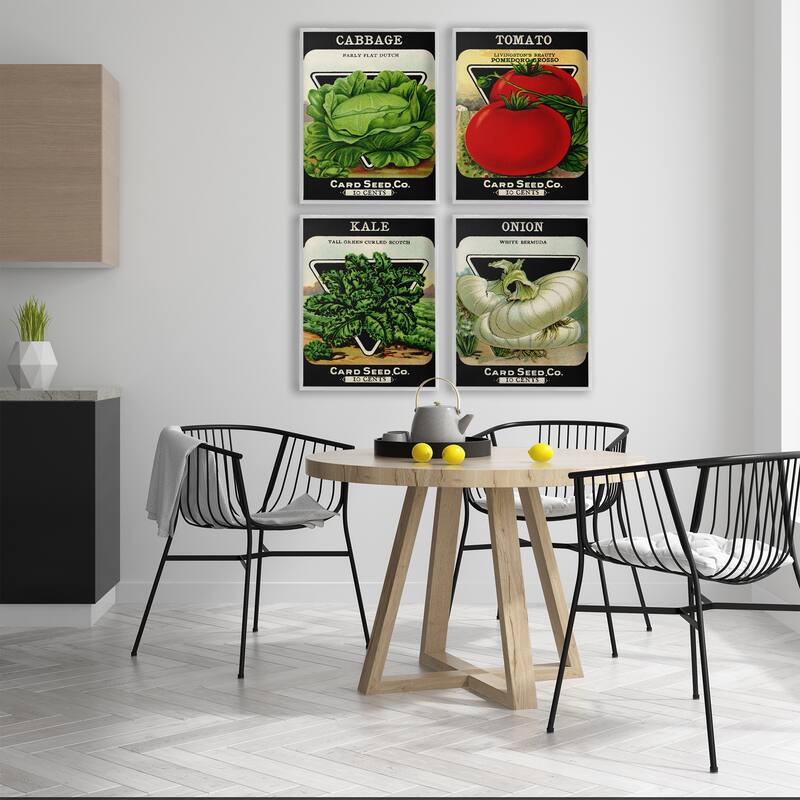 Stupell Vintage Garden Cabbage Framed Giclee Art Design By Lil' Rue (Set of 4)