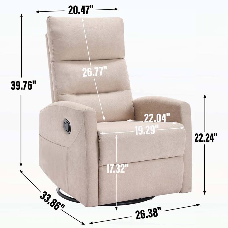 Manual Recliner Chair with Rocker and Swivel,for Living Room Comfort and Relaxation