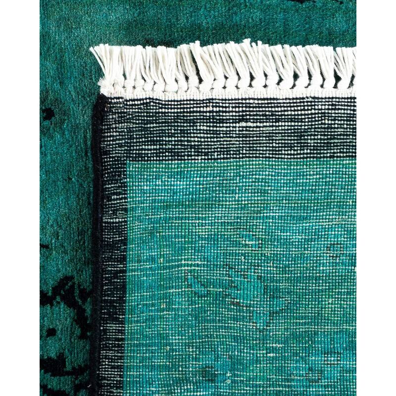 Overton Hand Knotted Wool Vintage Inspired Modern Contemporary Overdyed Blue Area Rug - 6' 1" x 12' 0"