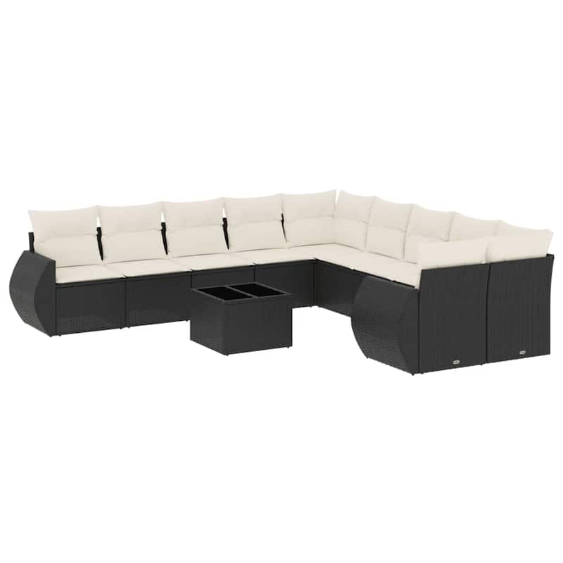 vidaXL Patio Sofa Set with Cushions Outdoor Conversation Furniture Poly Rattan