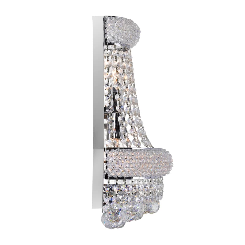 Empire 3 Light 12in Chrome Wall Sconce with Crystals
