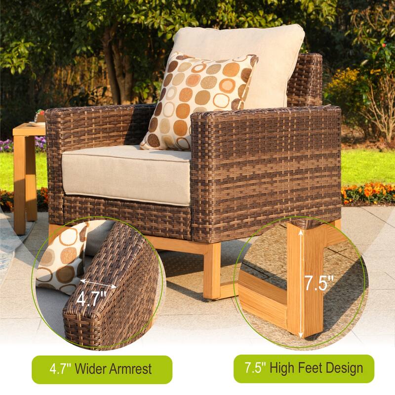 6/9-piece Patio Rattan Wicker Patio Furniture Set Swivel Rocking Chair Conversation Set