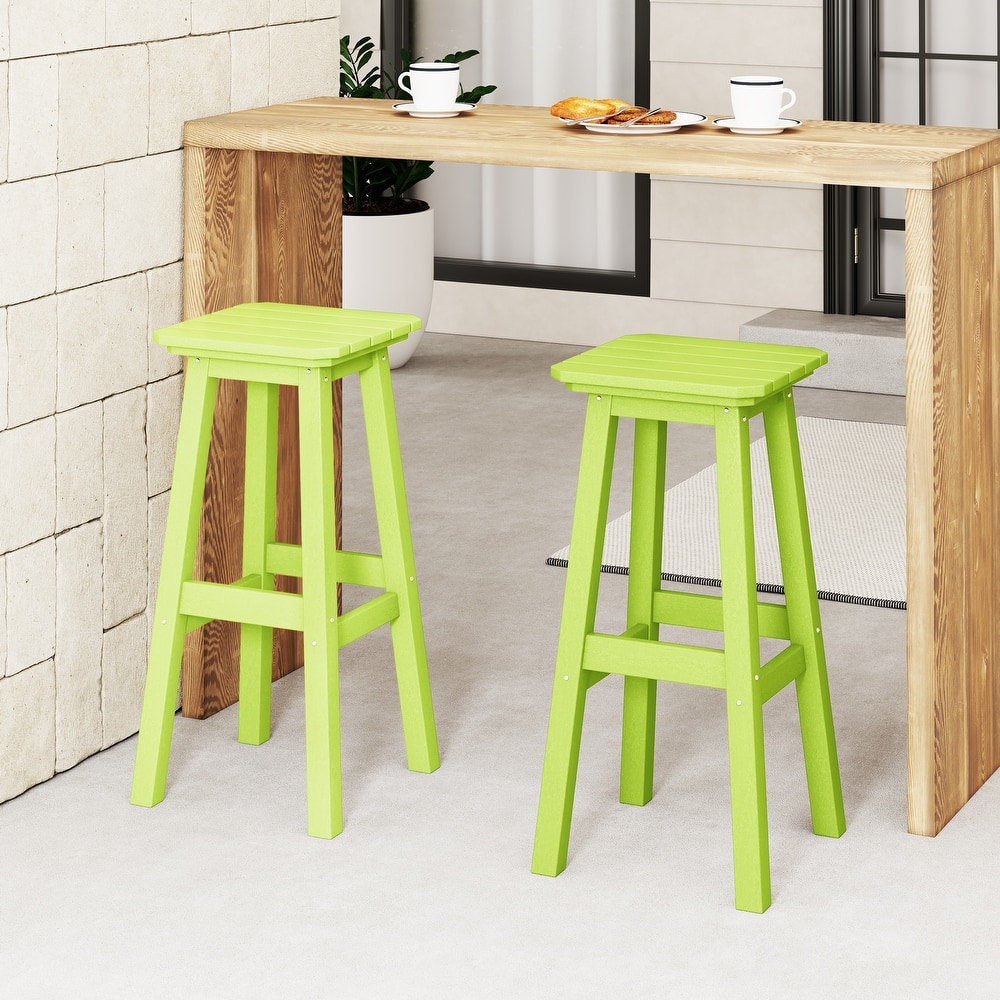 Laguna Hdpe All Weather Outdoor Patio 29" Square Bar Stool (Set Of 2)