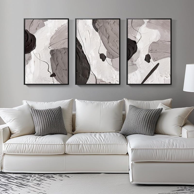 Black and White Gray Modern Abstract Wall Art
