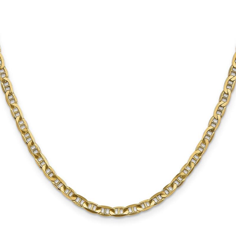 Curata 10k Yellow Gold 3.75mm Concave Mariner Anchor Chain Bracelet
