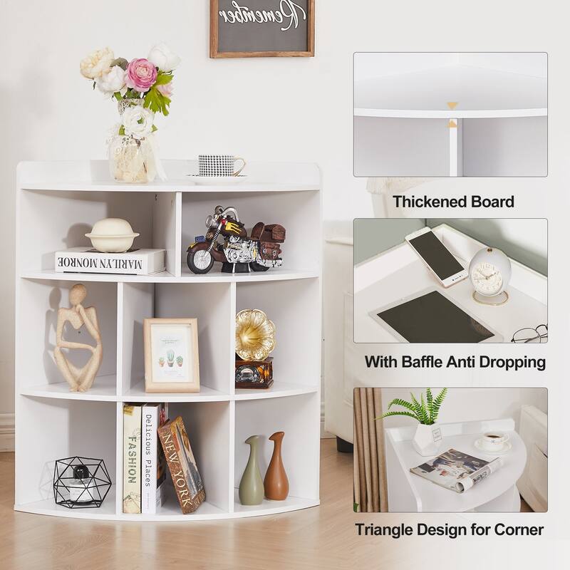 Javlergo 4-Tier Corner Bookcase, 8 Cube Triangle Bookcase Bookshelf Storage Cabinet for Home Office Bedroom Living Room