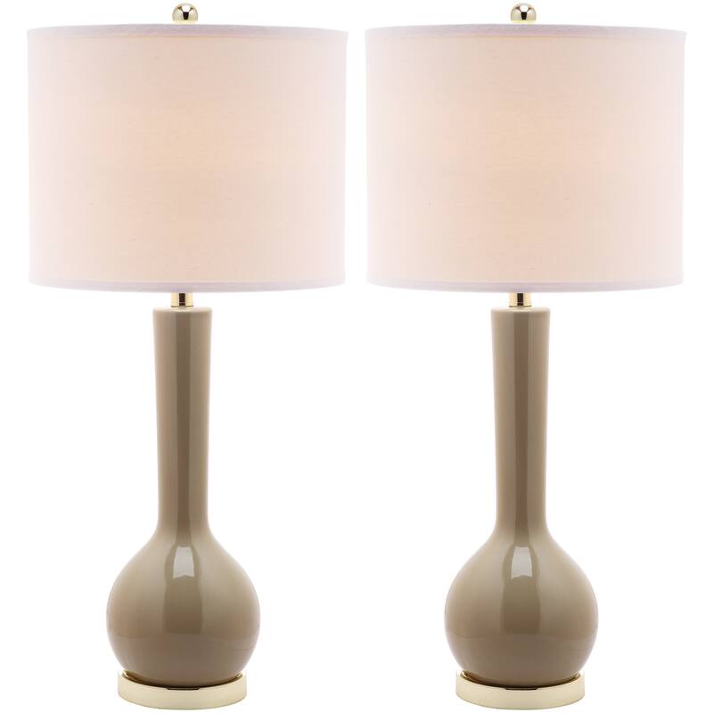 SAFAVIEH Lighting Brigid 31-inch Long Neck Ceramic White Table Lamp (Set of 2) - 14"x14"x30.5" - 14Wx14Dx31H