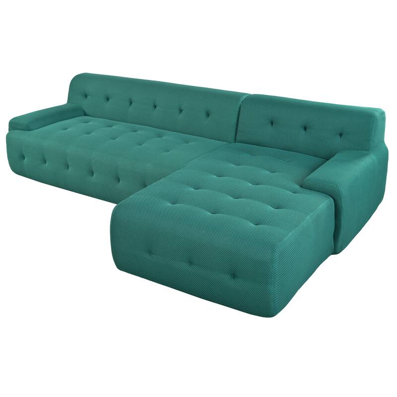 107" Polyester Mesh L-Shape Modular Sectional Sofa with Deep Seating and Pocket Spring Cushions