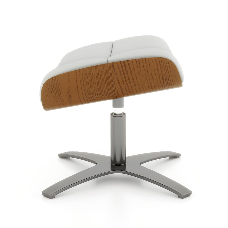 Jovan 20.5" Mid-Century Modern Genuine Leather Footstool Ottoman