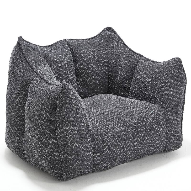 Chenille Square Bean Bag Chair, High Resilience Foam Lounge Chair, Cozy Aldult Lazy Sofa with Curved Armrests and Backrest
