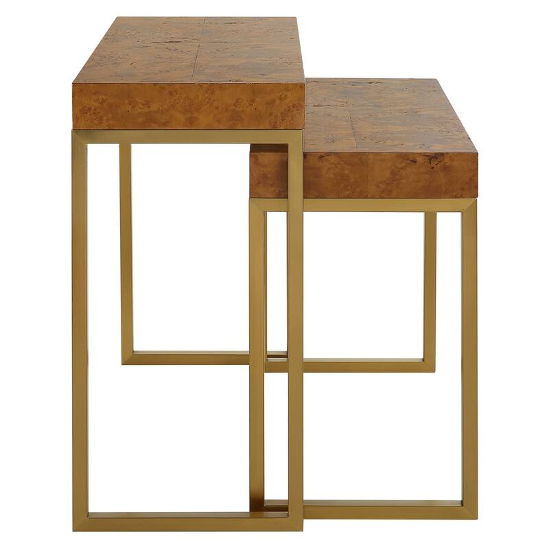 Uttermost Burl-esque Wooden Nesting Tables, Set of 2 - 24.5"W x 24.5"H x 12"D
