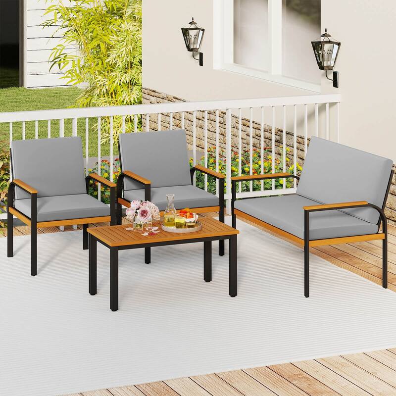 Costway 4 Piece Patio Furniture Set with Coffee Table, Loveseat & 2 - See Details