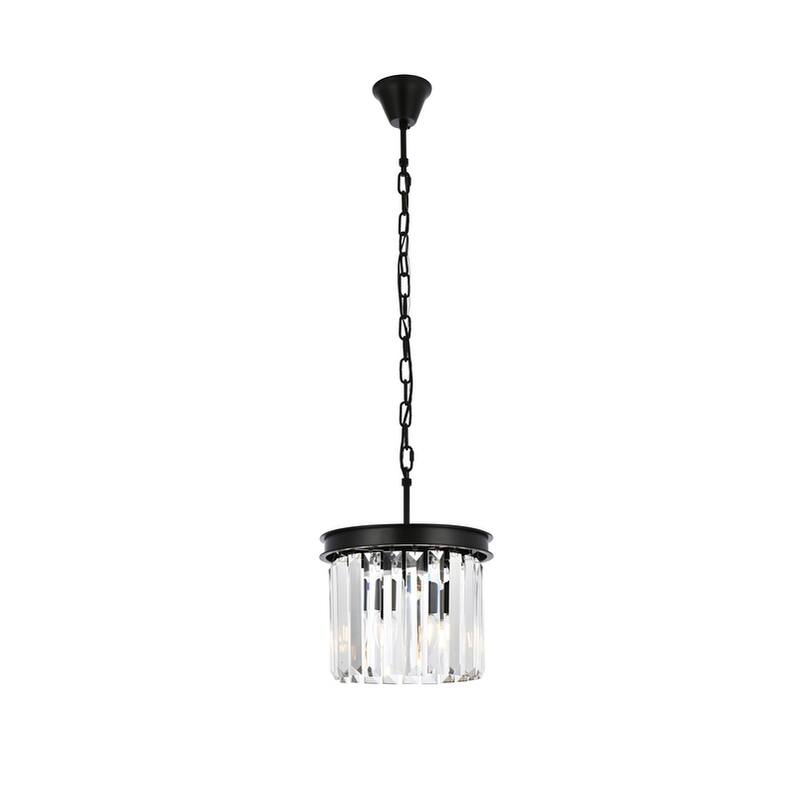 Royce Edge 3-Light Matte Black Pendant - matte black (royal cut clear crystals)