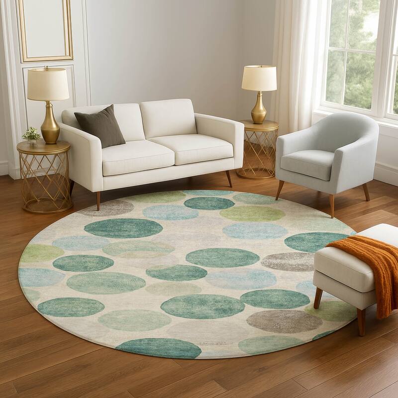 Premium Washable Super Soft Casual Contemporary Mayfield Rug - Teal - 8' x 8'