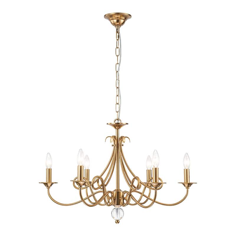 French Country Style 6-Light Candlestick Metal Chandelier - 28.7 in