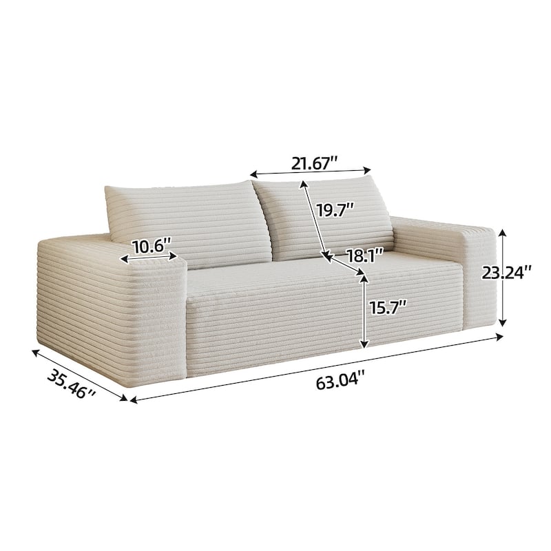 Sofa 63-in Casual 2 seater Loveseat - 8' x 10'