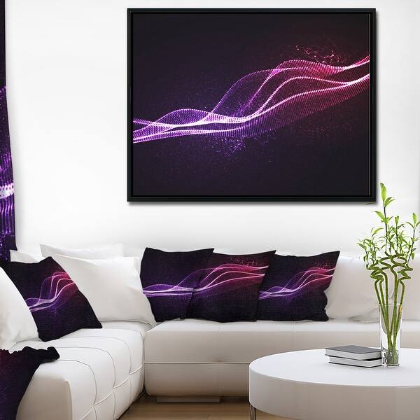 Designart Neon 3d Digital Wave Abstract Framed Canvas Art Print Overstock 18953264