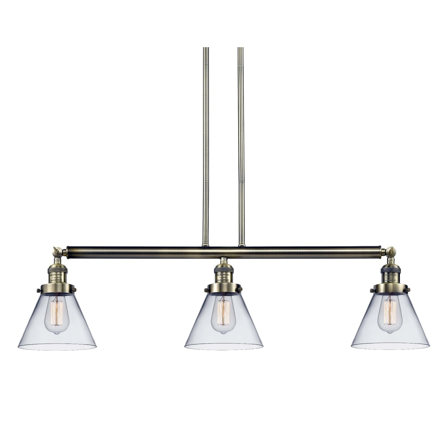 Innovations Lighting 213-S Large Cone  Large Cone 3 Light 40" Wide Linear Chandelier (Brushed Satin Nickel / Smoked) - Chandeliers For Bedrooms by Overstock.com